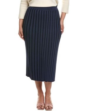 Lafayette 148 New York Plus Ribbed Knit Midi Skirt - Blue