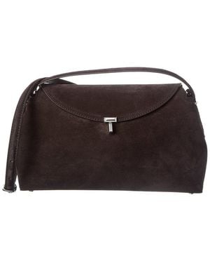 TOTEME T Lock Suede Shoulder Bag - Black