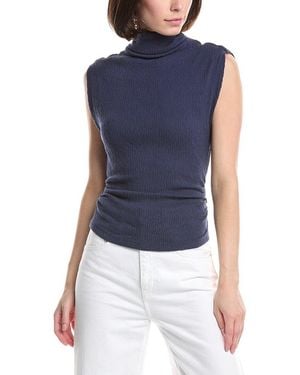 Michael Stars Campbell Ruched Mock Neck T-Shirt - Blue