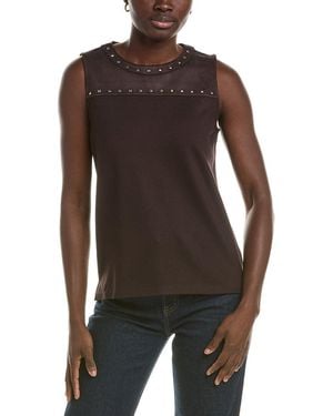 Anne Klein Shell Sleeve Top - Brown