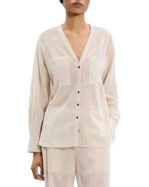 Theory Sheer Lightweight Wool Shirt - Natural