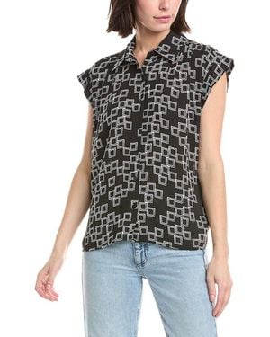 Tahari Extended Shoulder Blouse - Black