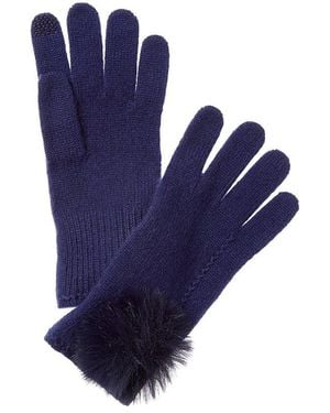 Hannah Rose Scallop Cashmere Gloves - Blue