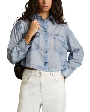 Reiss Darcy Denim Print Top - Blue
