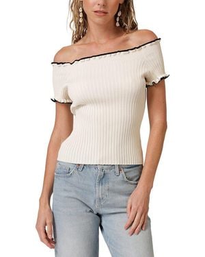 Line & Dot Reonny Off The Shoulder Sweater - White
