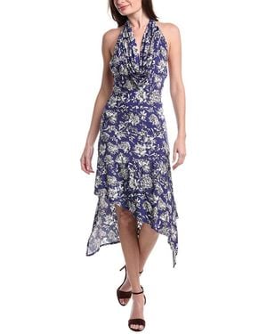 Alice + Olivia Dani Draped Cowl Asymmetrical Midi Dress - Blue