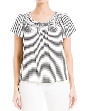Max Studio Cap Sleeve Stripe Top - Blue