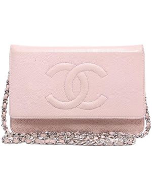 CHANEL Caviar Leather Wallet On Chain - Pink
