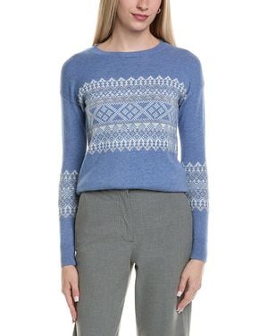 Sofiacashmere Fairisle Crewneck Wool & Cashmere-Blend Jumper - Blue