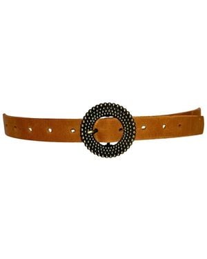 Ada Golden Leather Belt - Brown