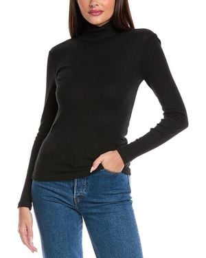 Splendid Ribbed Turtleneck Top - Black