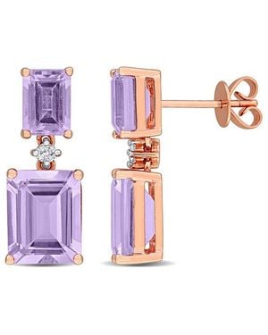 Rina Limor 10k Rose Gold 8.15 Ct. Tw. Diamond & Rose De France Earrings - Pink