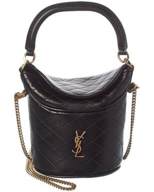Saint Laurent Gaby Leather Cosmetic Case - Black