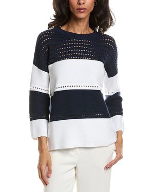 Forte Textured Wide Stripe Pullover - Blue