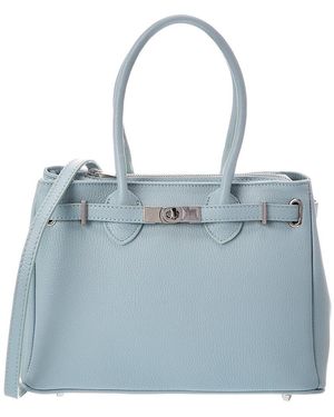 Italian Leather Charlotte Leather Top Handle Bag - Blue