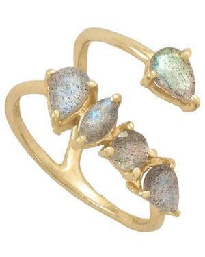 Liv Oliver 18K Plated 2.70 Ct. Tw. Labradorite Cascade Wrap Ring - Metallic