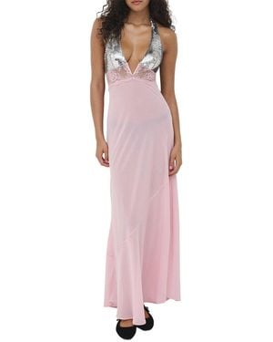 For Love & Lemons Maia Maxi Slip Dress - Pink