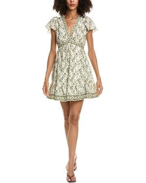 Max Studio Flutter Sleeve V-Neck Empire Waist Mini Dress - Natural