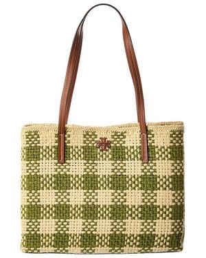 Tory Burch Blake Straw Centre Zip Tote - Metallic
