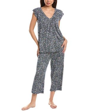 Ellen Tracy 2Pc Cropped Pajama Set - Blue