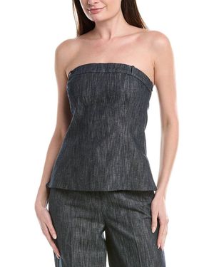 Kenneth Cole Twill Linen-Blend Bustier Top - Black