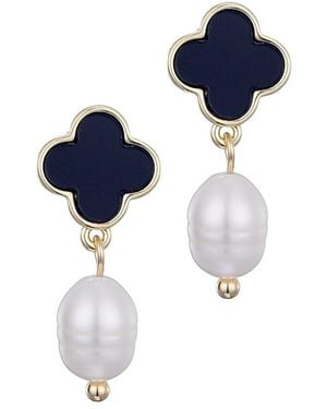 Adornia 14K Plated 6-8Mm Clover Drop Earrings - Blue