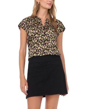 Vince Camuto V-neck Short Sleeve Top - Black