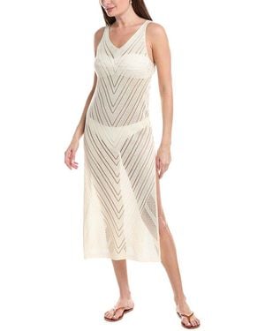 Salty Lemon Chevron Pattern V-Neck Dress - Natural