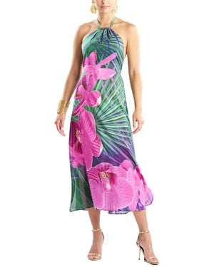 Natori Orchid Silk-Blend Voile Halter Dress - Pink