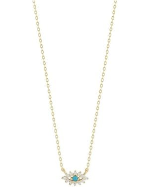 Sphera Milano 14K Over Cz Evil Eye Necklace - Metallic