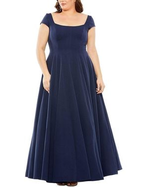 Mac Duggal Plus Cap Sleeve Square Neck Ball Gown - Blue