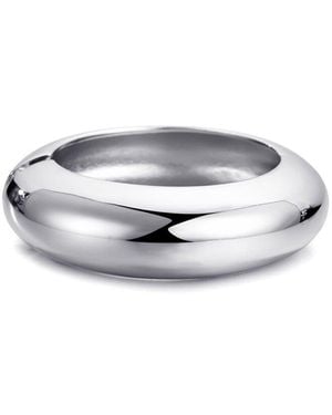 Adornia Silver Chunky Dome Bangle Bracelet - White