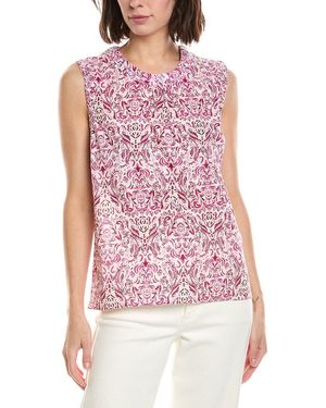 Stella Parker Willa Linen-Blend Top - Red