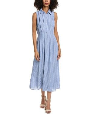 Max Studio Sleeveless Pleat Front Collard Midi Dress - Blue