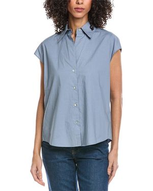 Vince Cap Sleeve Button Blouse - Blue