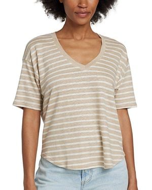 Faherty Oceanside Linen V-neck - Grey