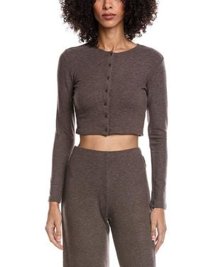 Leset Lauren Crop Wool & Cashmere-Blend Cardigan - Gray