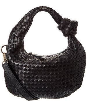 Isabella Rose Sylvie Hand-Woven Leather Shoulder Bag - Black