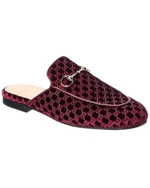 Gucci Princetown Gg Velvet Mule - Red