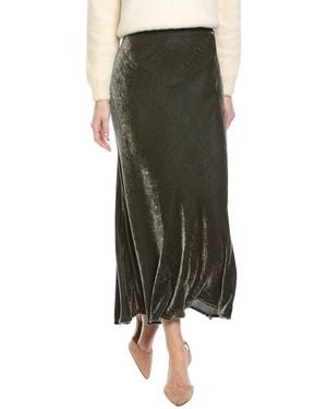 Velvet By Graham & Spencer Eza Velvet Silk-Blend Skirt - Green