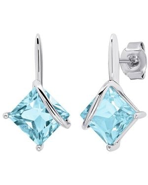MaxColor Silver 3.80 Ct. Tw. Blue Topaz Drop Earrings