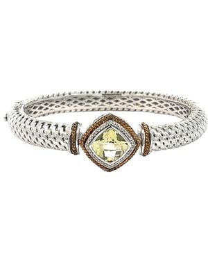 Gemstones 3.93 Ct. Tw. Diamond & Lemon Quartz Bangle Bracelet - White