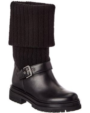 Gianvito Rossi Thurso 20 Knit & Leather Boot - Black