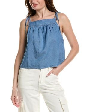 Bella Dahl Tie Shoulder Linen-Blend Tank - Blue