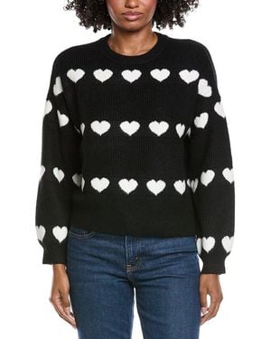 Cece Heart Jacquard Crew Jumper - Black