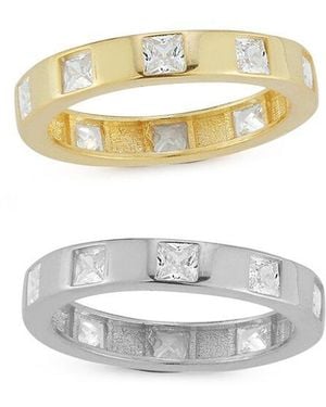Chloe and Madison 14k Over Silver Cz Princess Cut Ring Set - Metallic