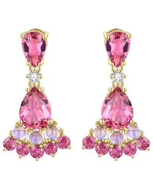 Nina Zhou Jewelry 14K 2.74 Ct. Tw. Diamond & Tourmaline Moonstone Drop Earrings - Pink