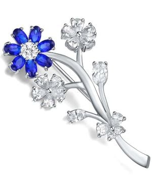 Genevive Jewelry Silver Cz Statement Pin - White