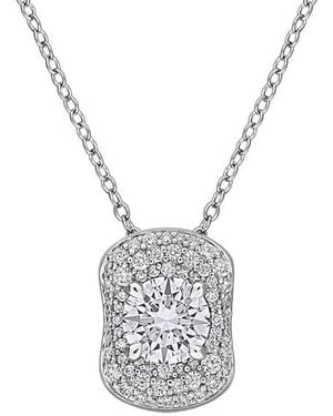 Rina Limor 1.36 Ct. Tw. Created Moissanite Halo Necklace - White