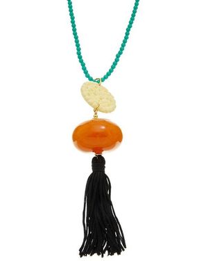Kenneth Jay Lane Plated Tassel Necklace - White